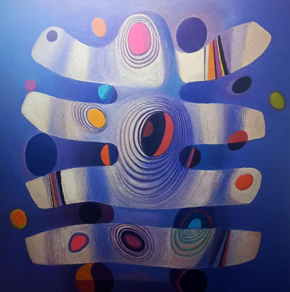 Oil painting Colored stones by Alexander Strashevich with swirling blue forms