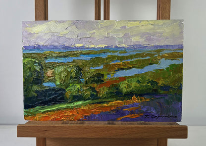 Oil painting Fishing on the lakes by Boris Serdyuk textured landscape