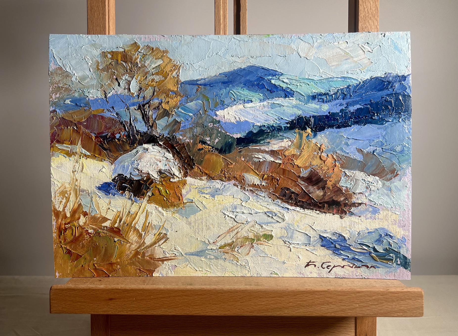 Oil painting Winter mountains by Boris Serdyuk snowy landscape