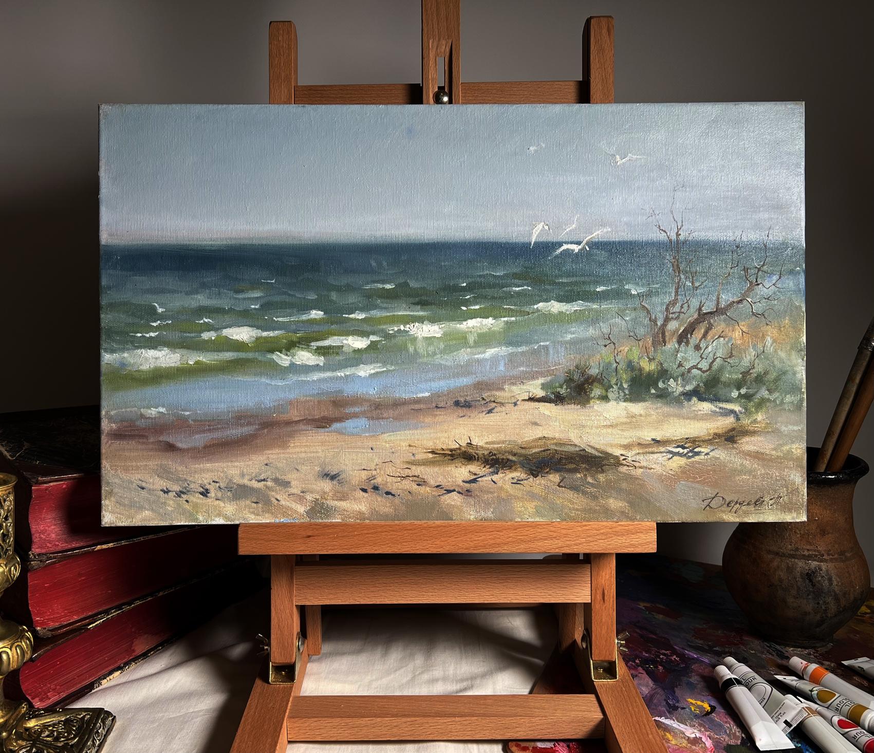 Oil painting Autumn sea breeze by Tatyana Derdey, serene coastal scene