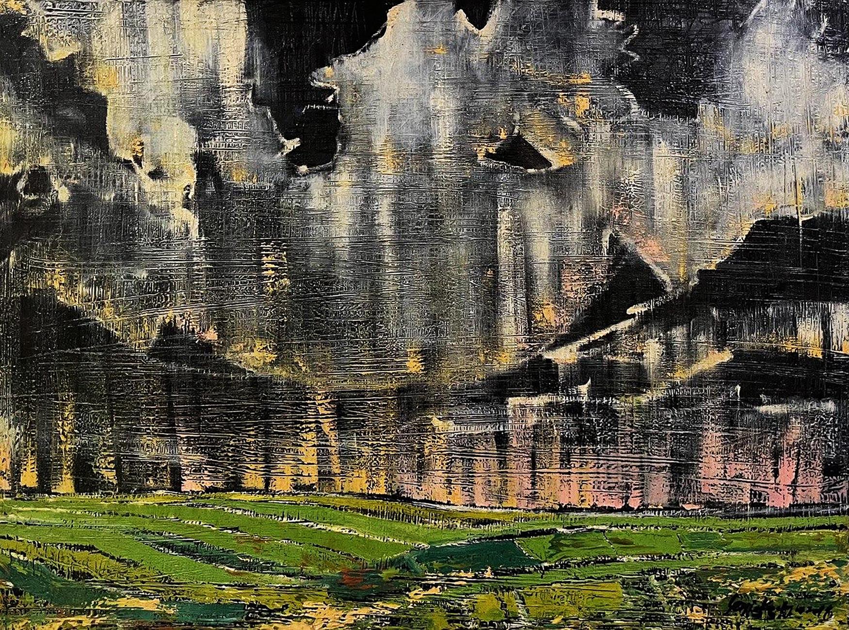 Oil painting Man Made Nature by Serhiy Kovalev with bold textured brushstrokes
