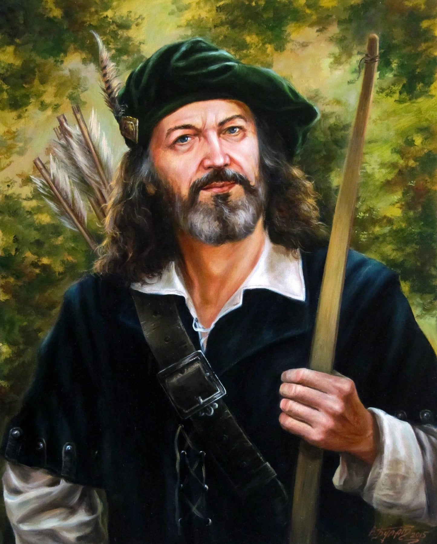 Oil painting Without Fear and Reproach by Valeriy Bulat, bearded archer