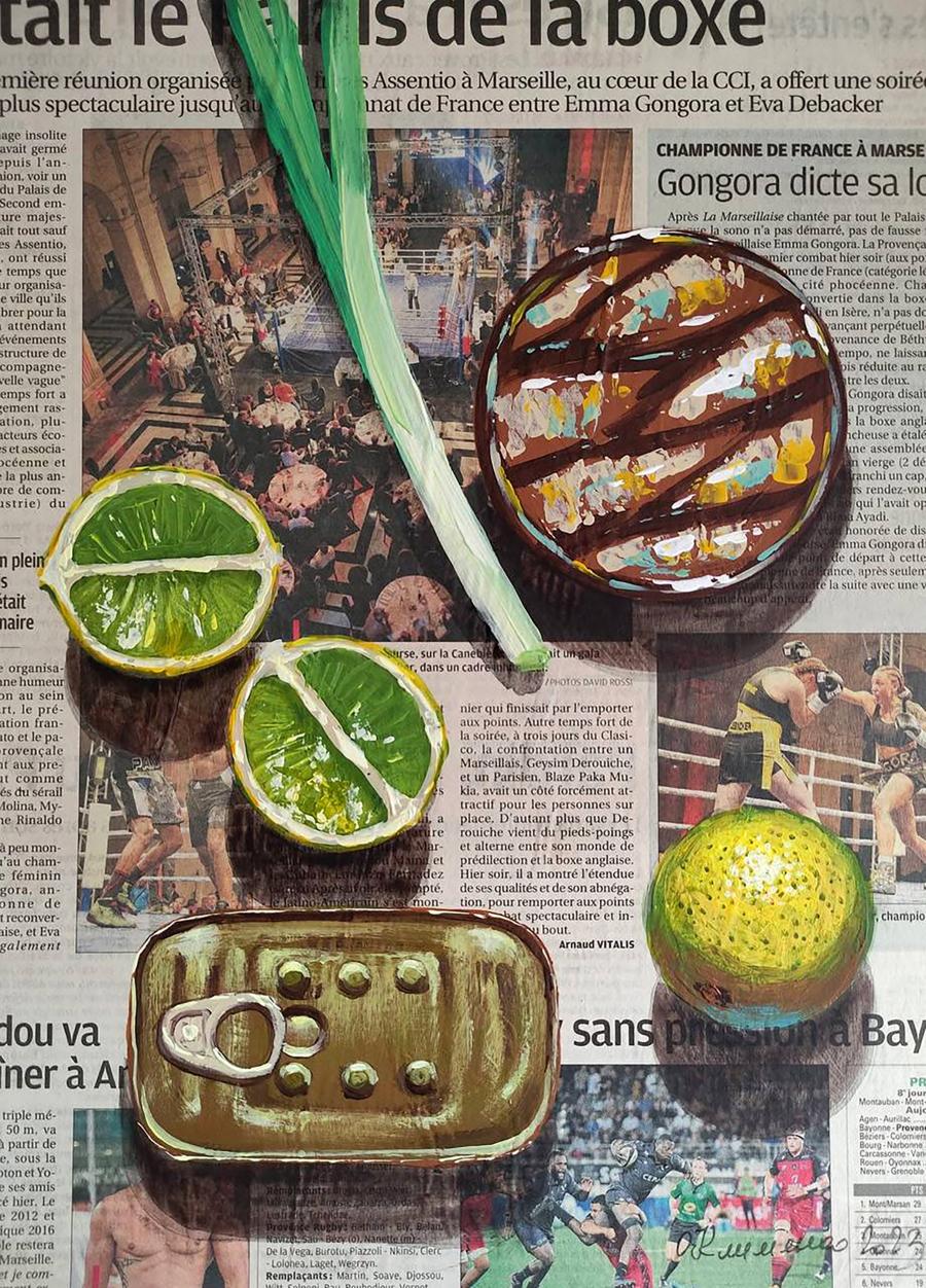 Acrylic painting Fish News in the Morning Olena Klimenko