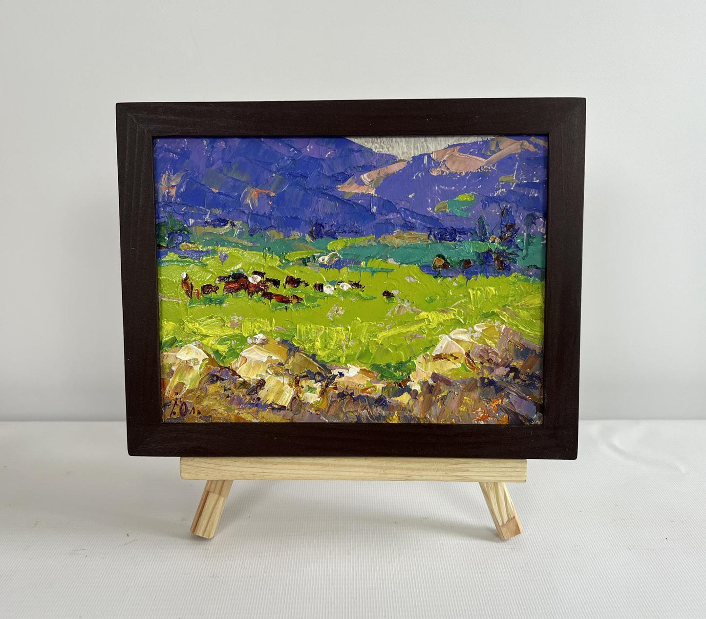 Oil painting In the spring meadows by Oleksiy Ivanyuk in wooden frame