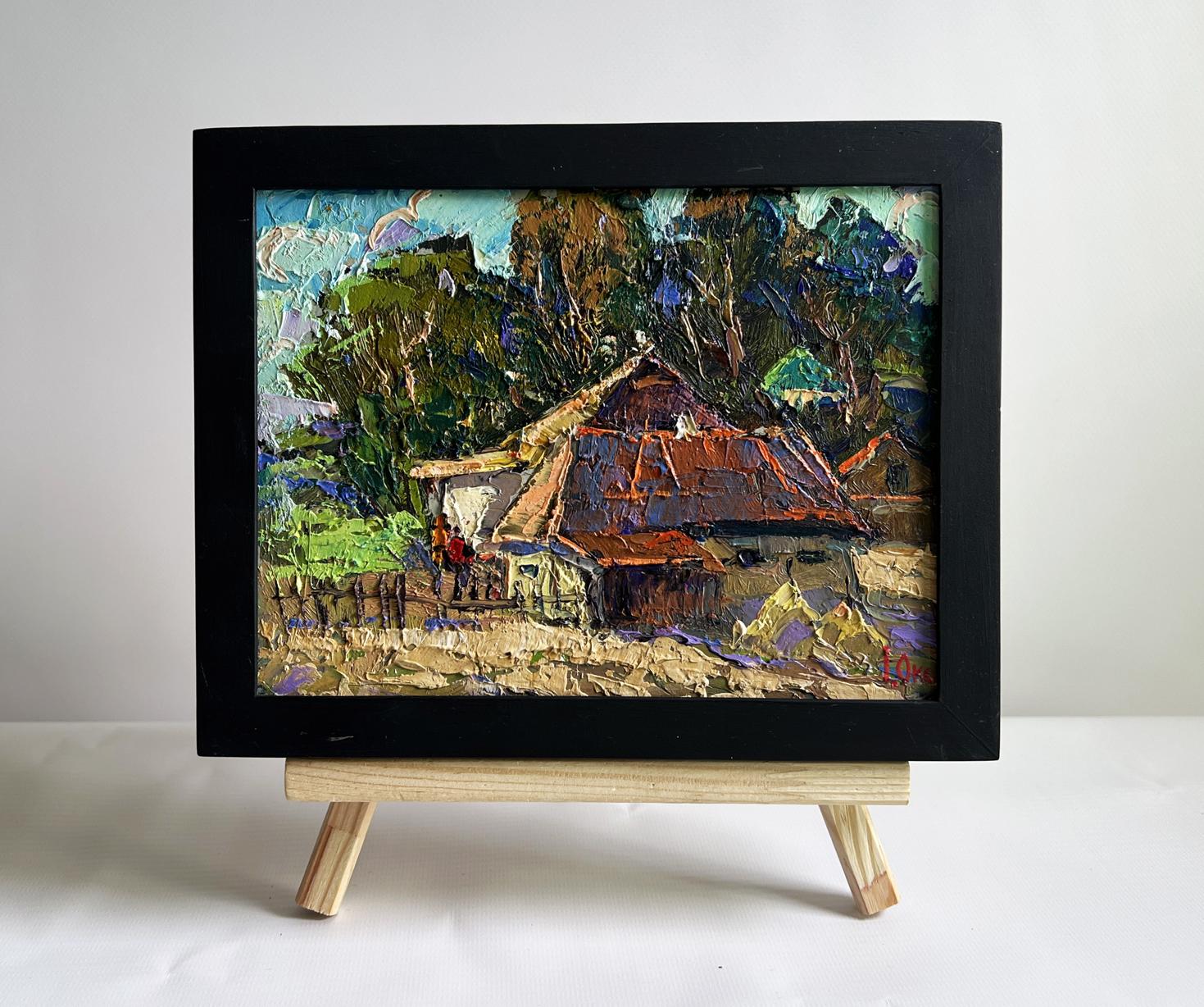 Oil painting The beginning of autumn days by Oksana Ivanyuk in black frame