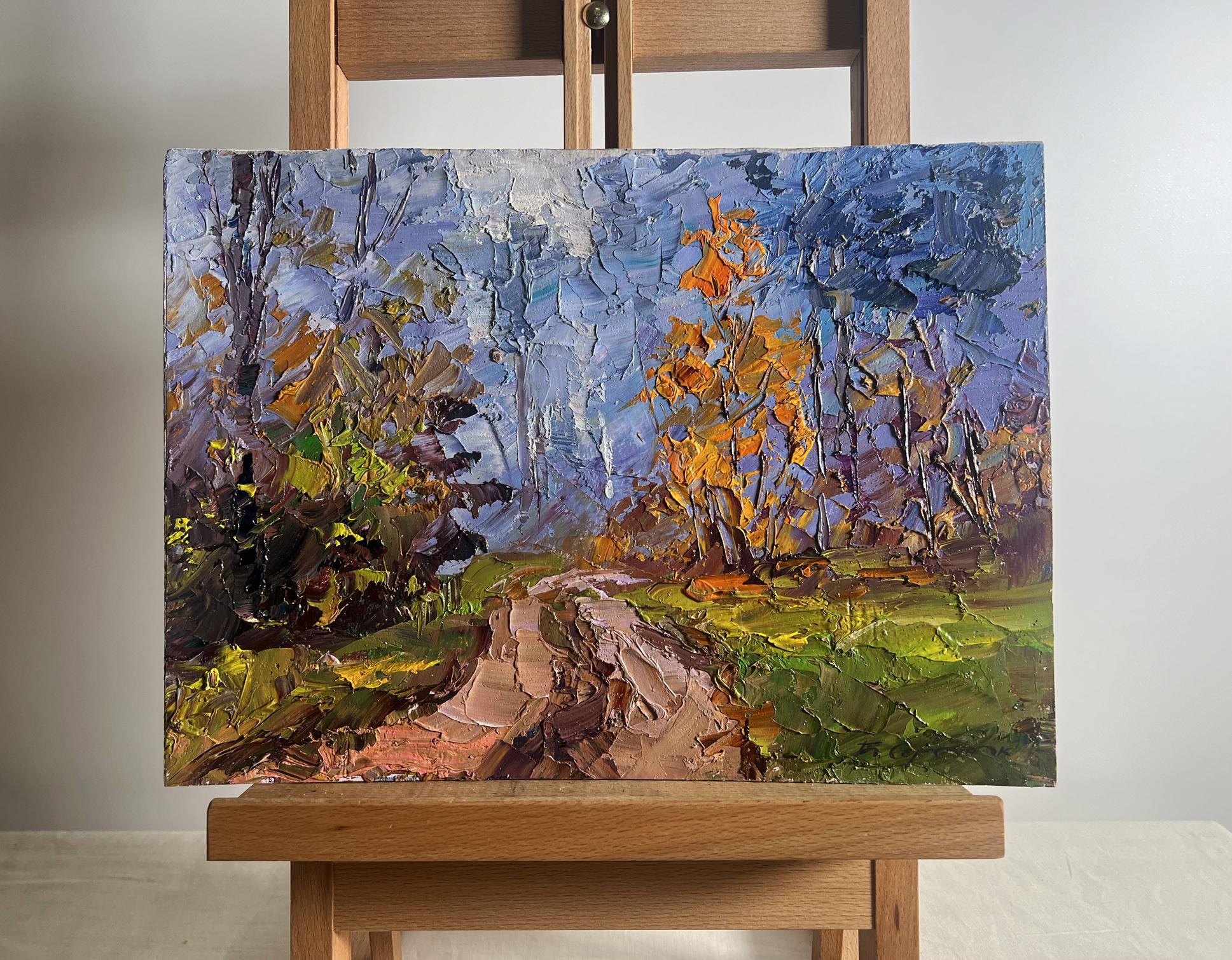 Oil painting Road to the autumn forest by Boris Serdyuk impressionistic landscape