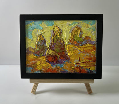 Oil painting Dawn in the Field by Oleksiy Ivanyuk in black frame