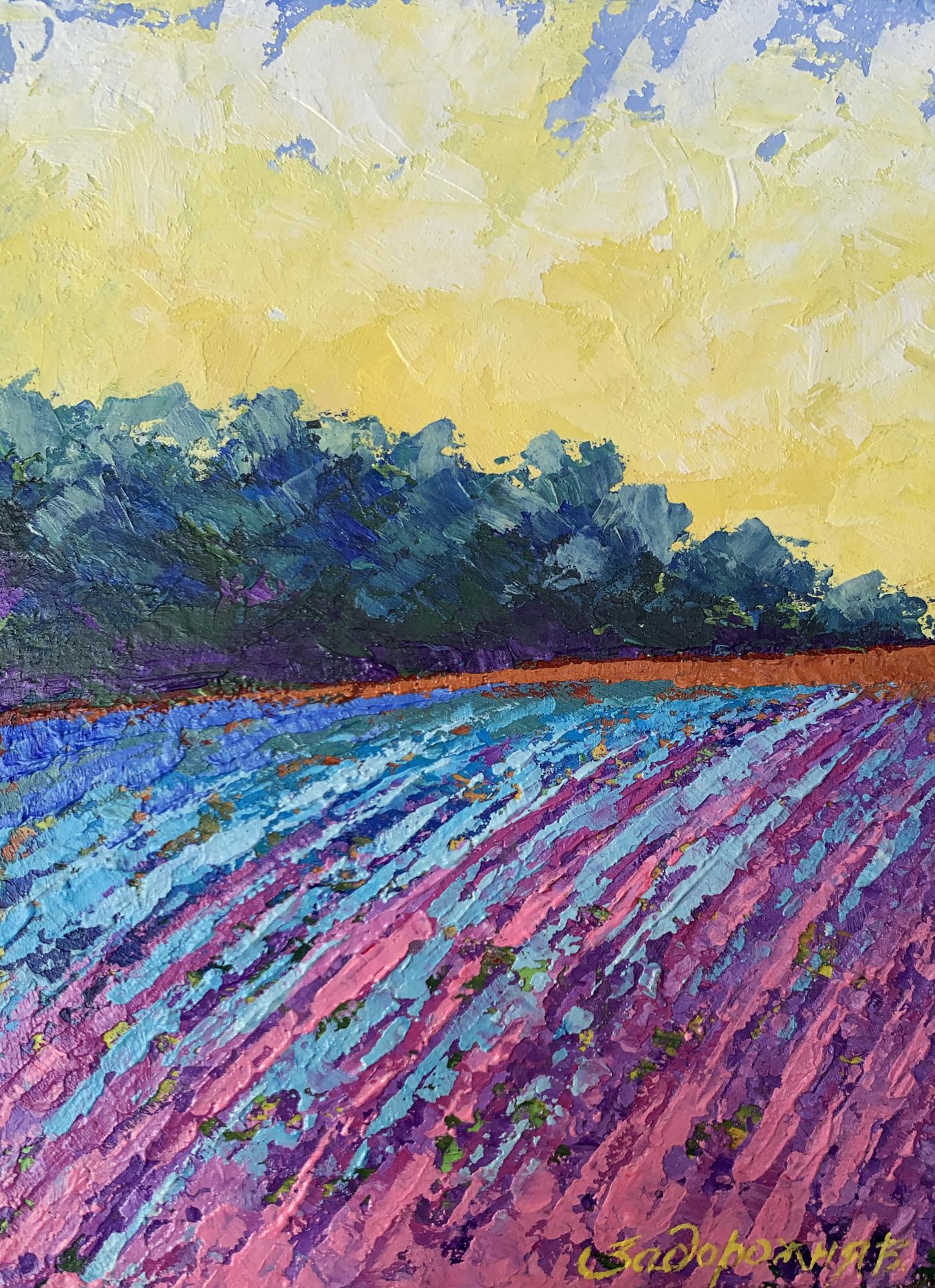 Vibrant impressionist oil painting Warm days in the fields by V. Zadorozhnya