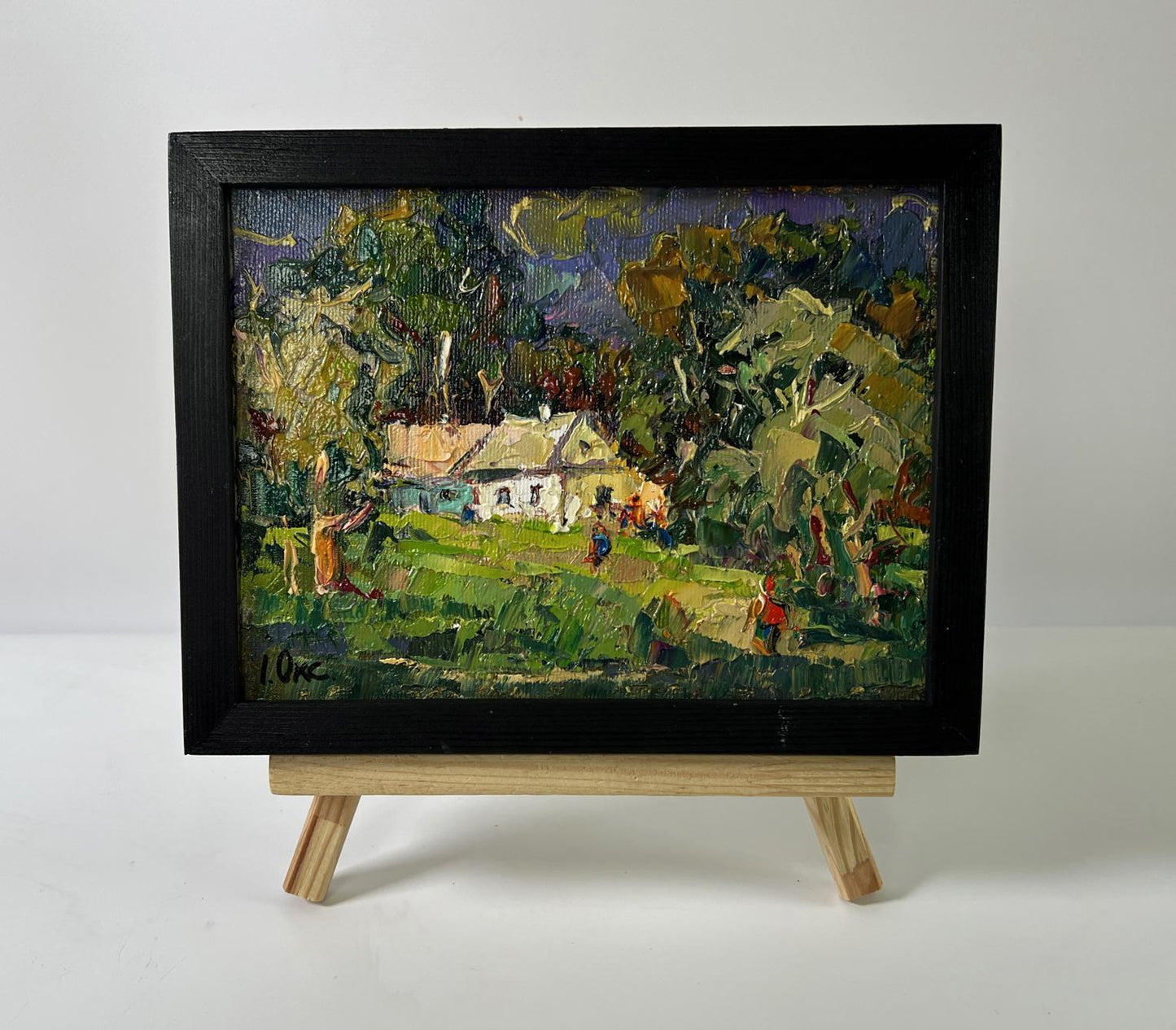 Oil painting Village before the rain by Oksana Ivanyuk, vibrant countryside scene