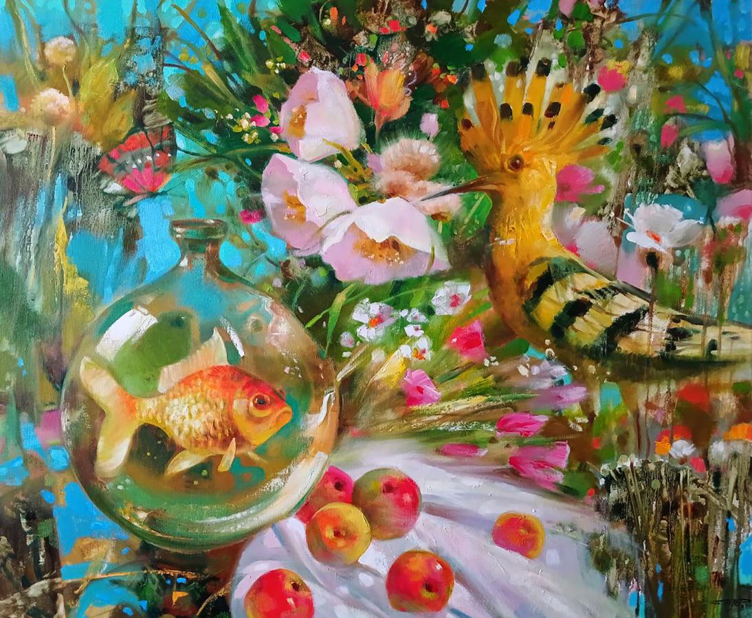 Abstract oil painting Festive Fauna Anatoly Tarabanov