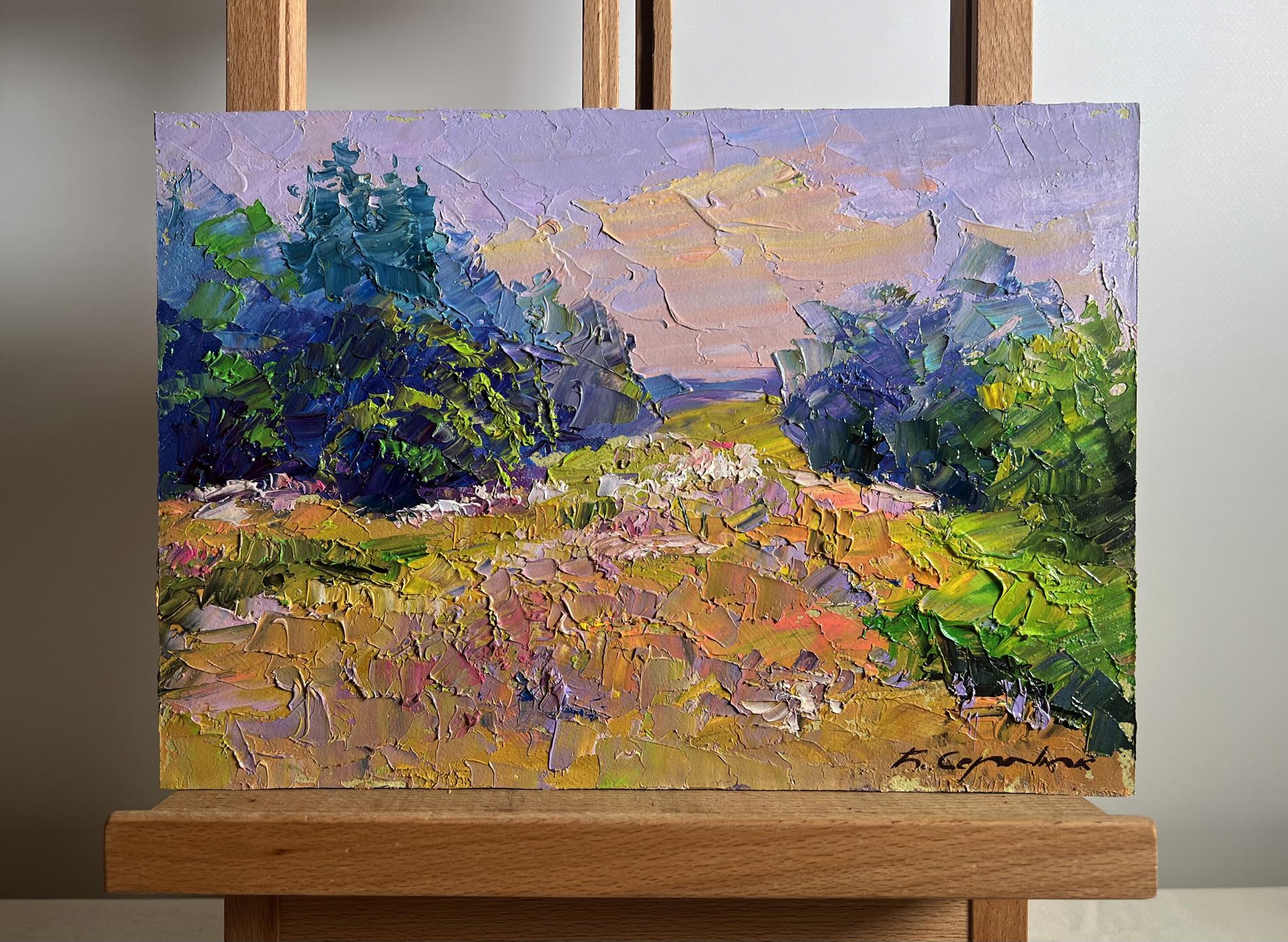 Vibrant impressionist oil painting of summer flower meadow by Boris Serdyuk