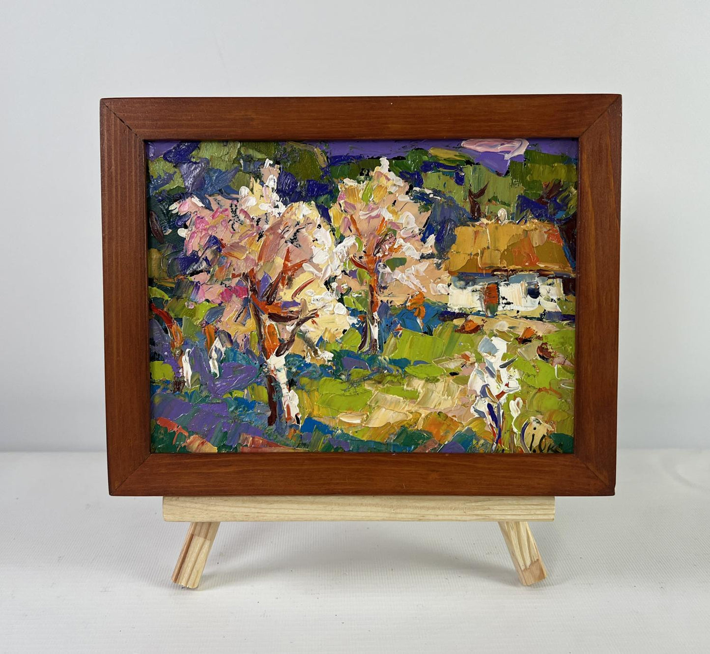 Oil painting Ray of spring morning by Oksana Ivanyuk in wooden frame