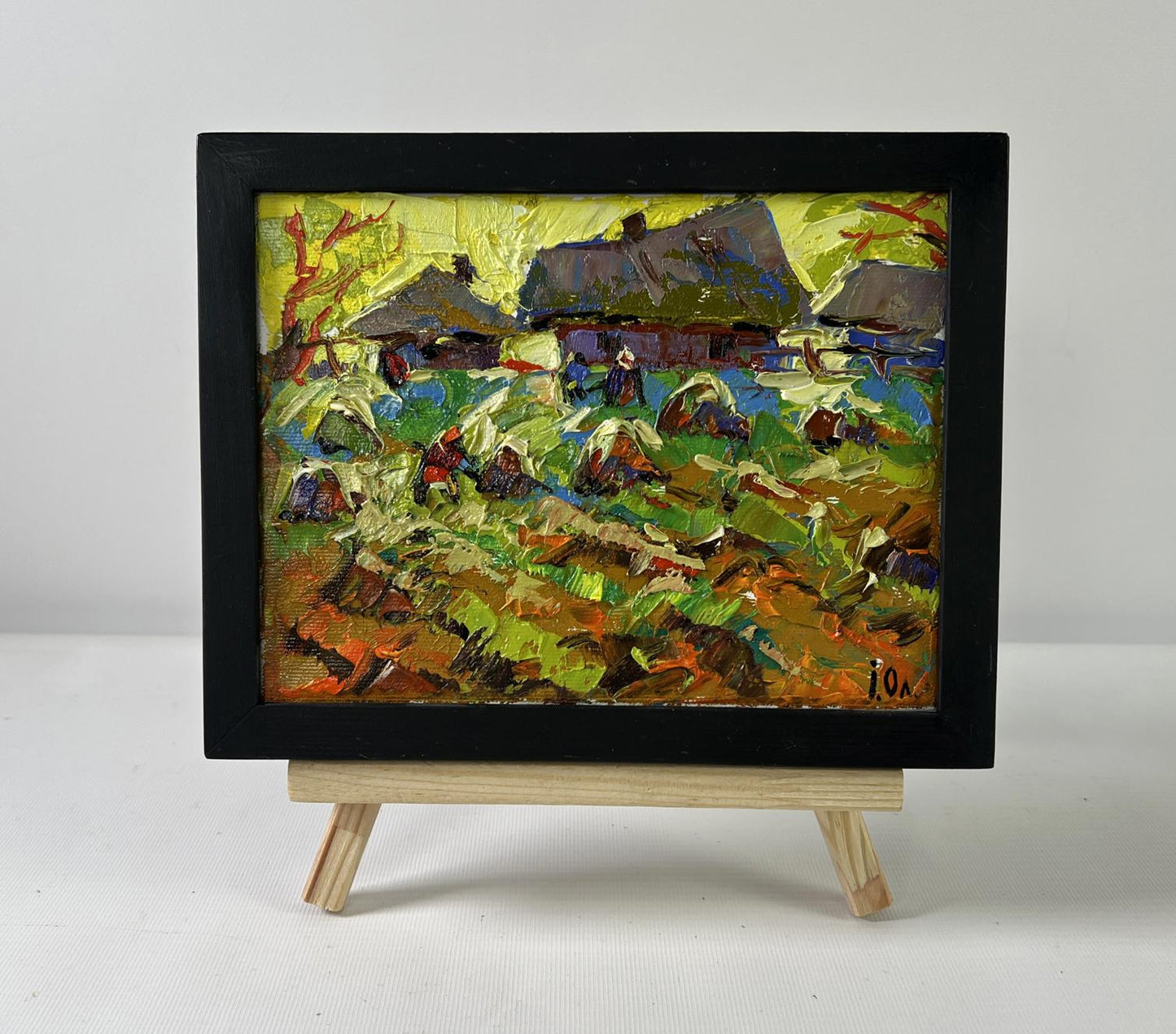 Oil painting Autumn gardens by Oleksiy Ivanyuk: rustic village scene