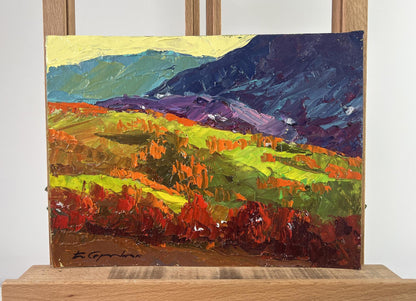Vibrant impressionistic oil painting Flame of Leaves in the Autumn Wind by Boris Serdyuk