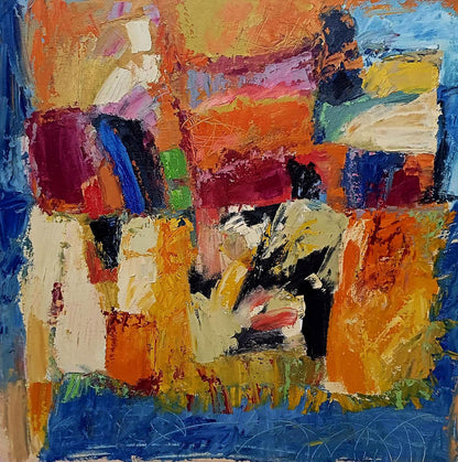 Vibrant oil painting Orange-blue composition by Tatyana Shulyak