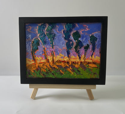 Oil painting Distant night by Oleksiy Ivanyuk in black frame