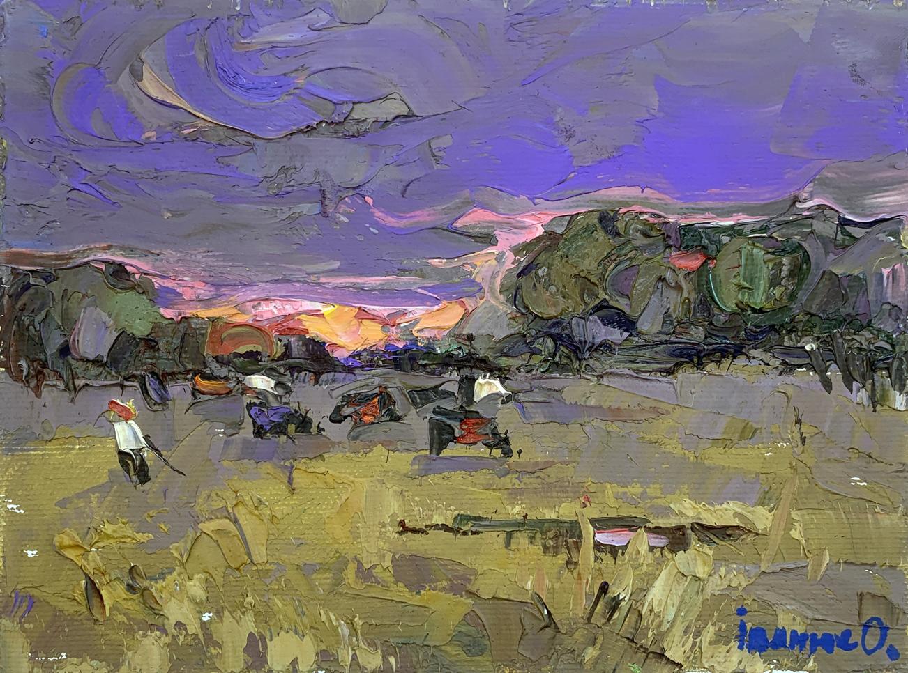 Oil painting Golden Hour in the Meadow Oksana Ivanyuk