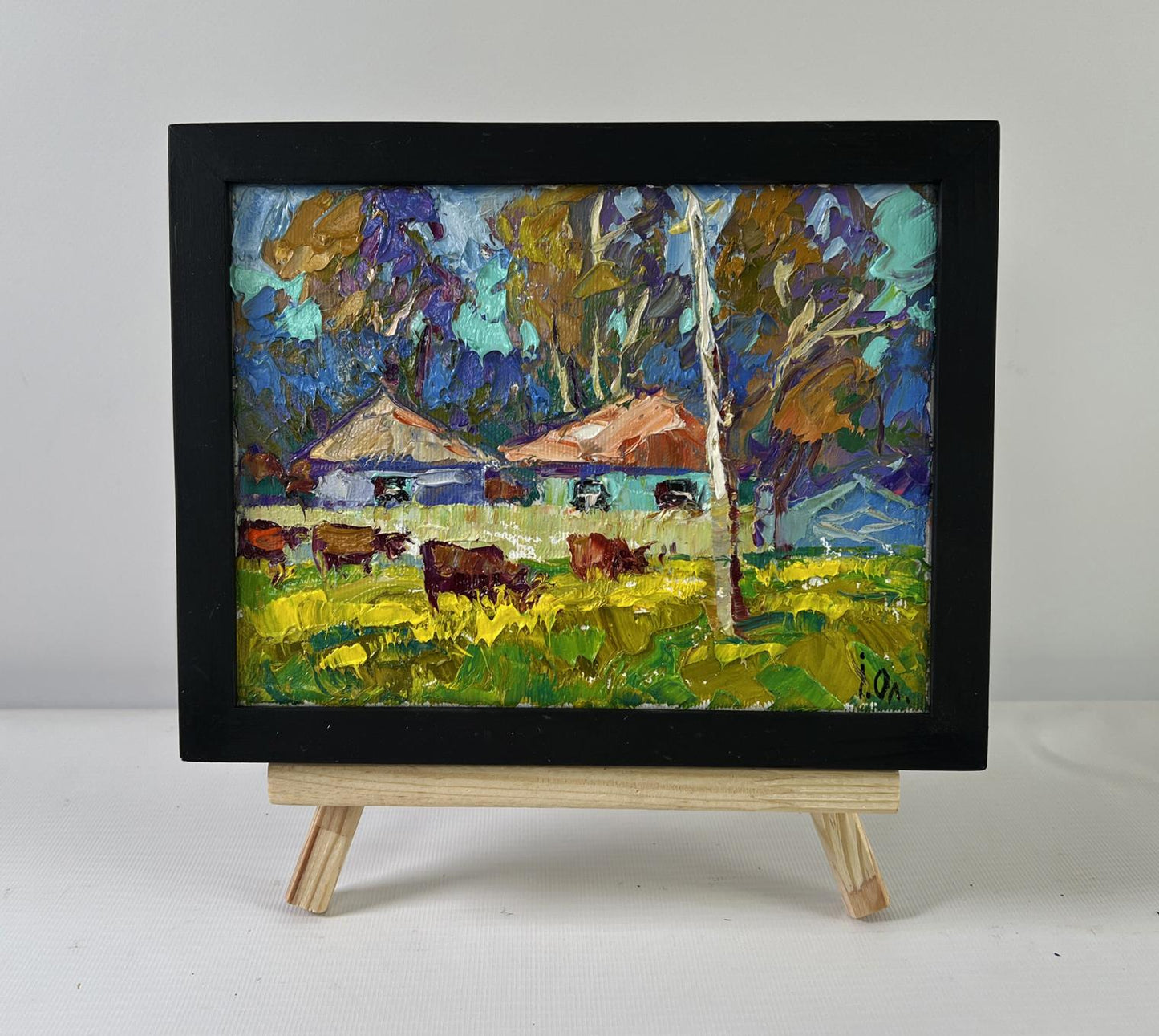 Vibrant impressionist oil painting The herd returns by Oleksiy Ivanyuk with cows