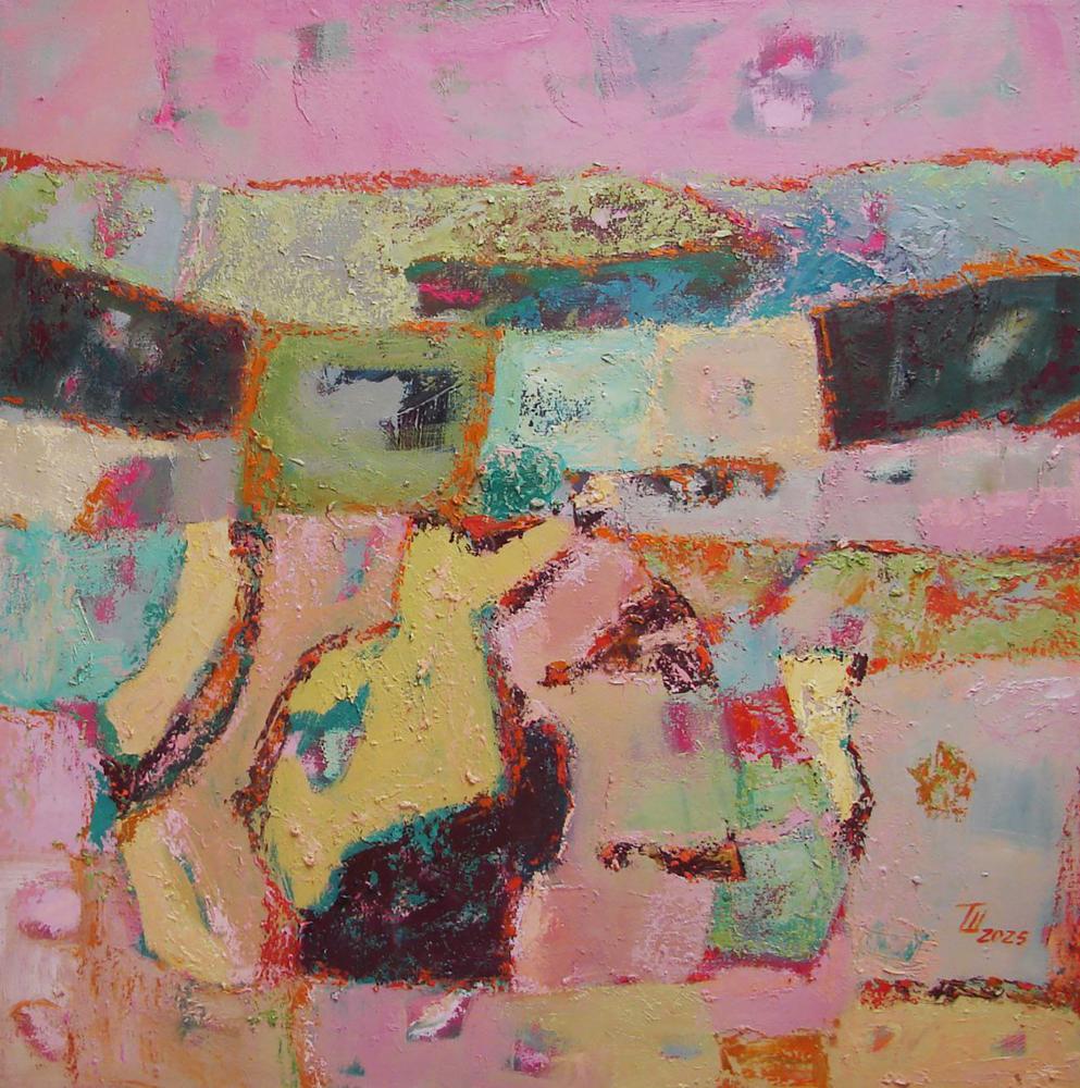 Oil painting pastel landscape by Tatyana Shulyak with vibrant impasto strokes