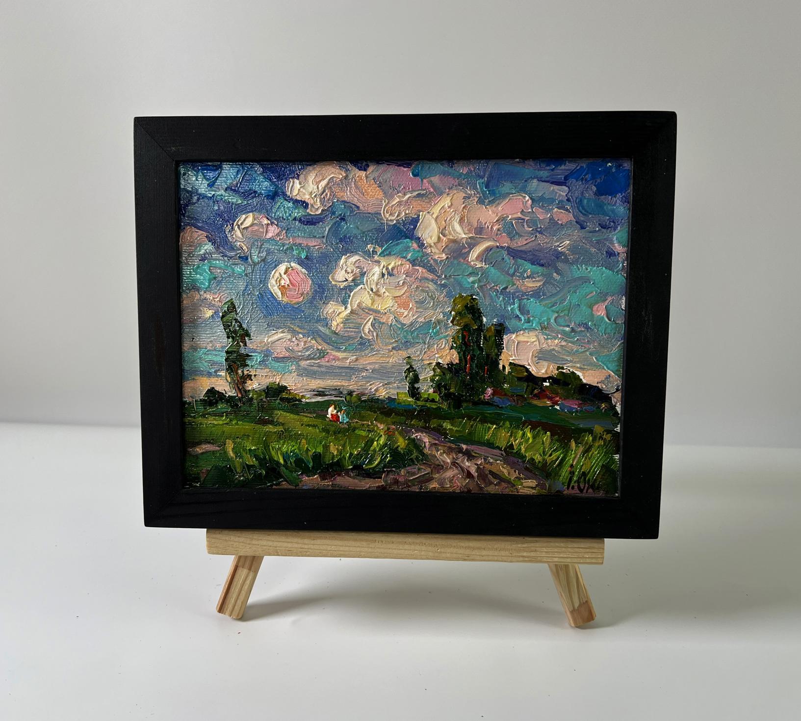 Oil painting Outside the Village by Oksana Ivanyuk, vibrant landscape