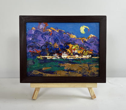 Oleksiy Ivanyuk Morning summer moon impressionist oil painting in frame