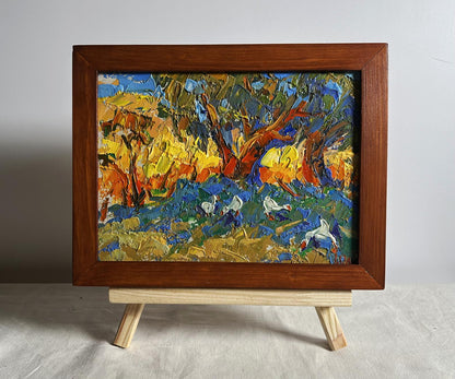 Oil painting In the shade of the willow by Oleksiy Ivanyuk in wooden frame