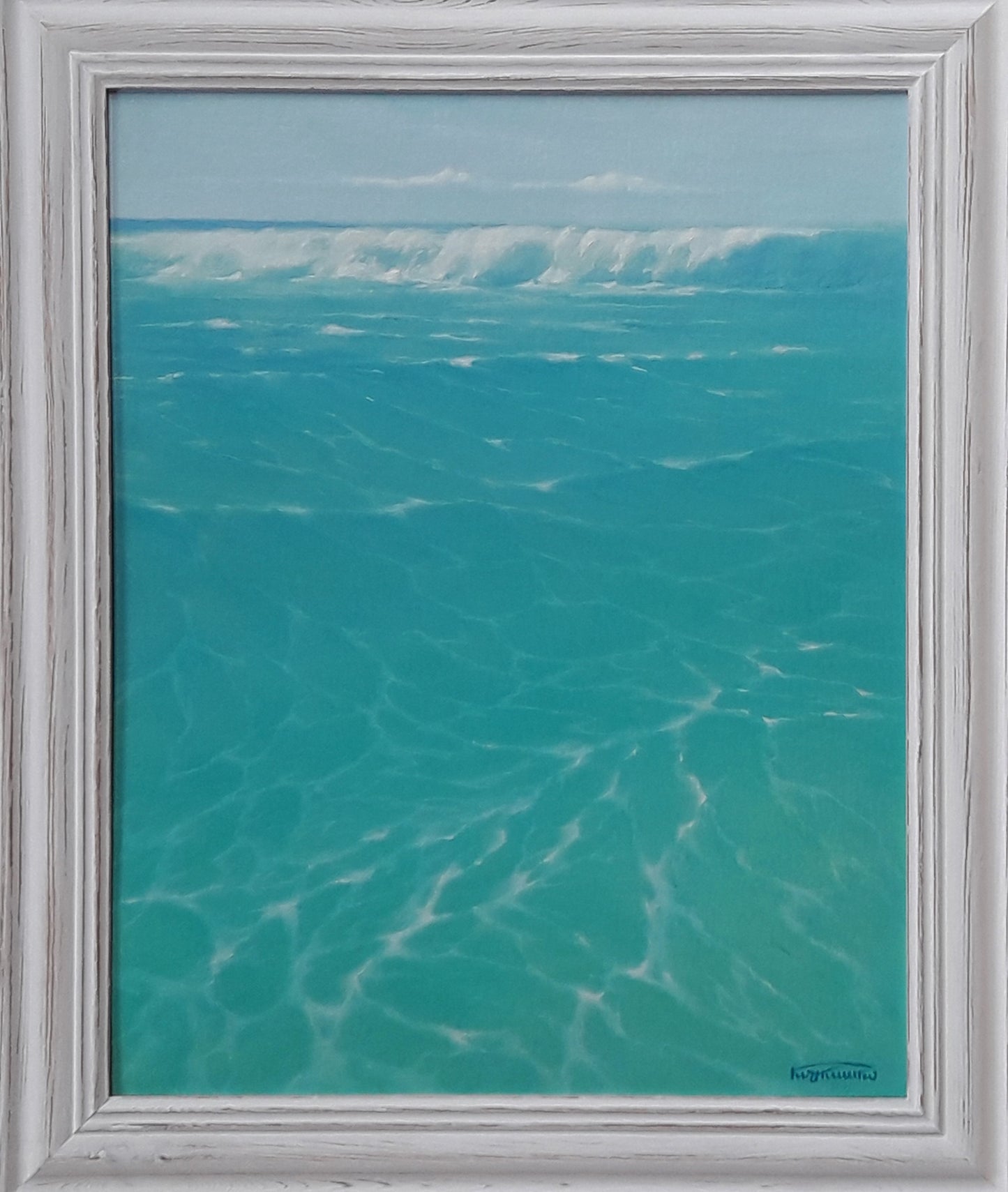 Oil painting The sky and the sea are mirrors by Vasily Korkishko in white frame