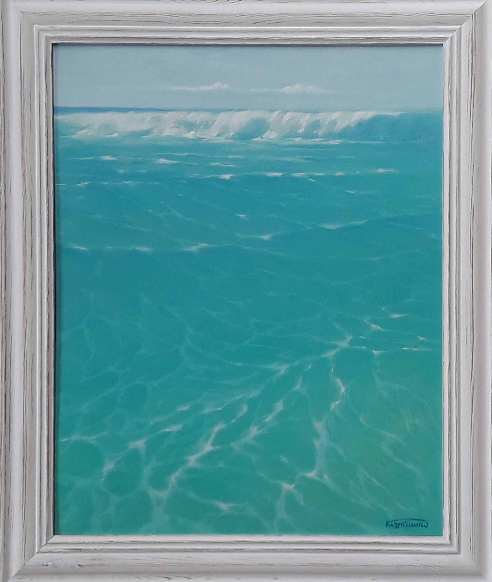 Oil painting The sky and the sea are mirrors by Vasily Korkishko in white frame