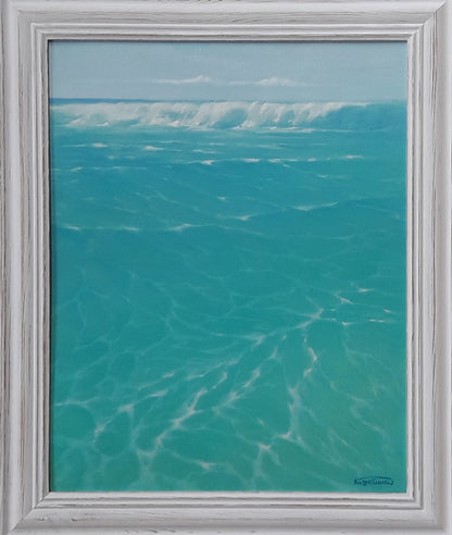 Oil painting The sky and the sea are mirrors by Vasily Korkishko in white frame