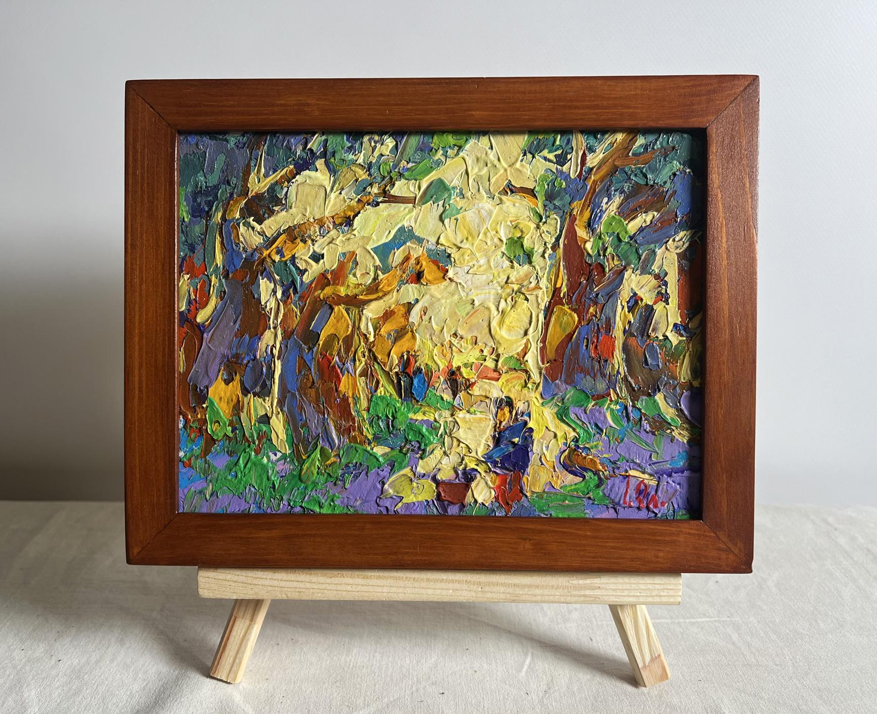 Oil painting Walking in the old park by Oleksiy Ivanyuk in wooden frame
