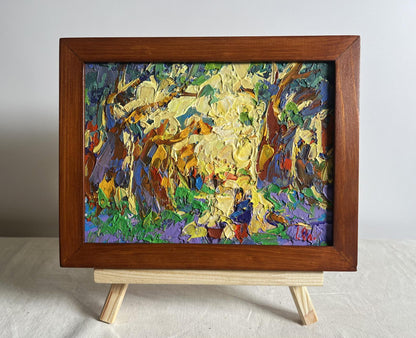 Oil painting Walking in the old park by Oleksiy Ivanyuk in wooden frame