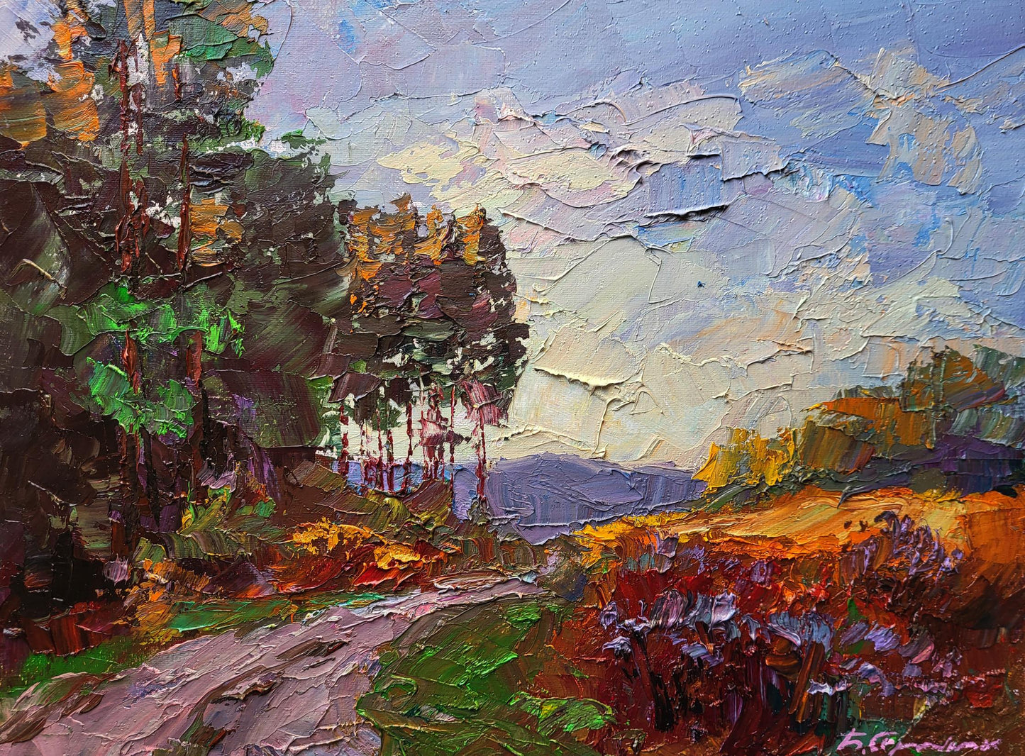 Impasto oil painting The road to the forest by Boris Serdyuk