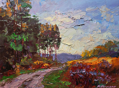 Impasto oil painting The road to the forest by Boris Serdyuk