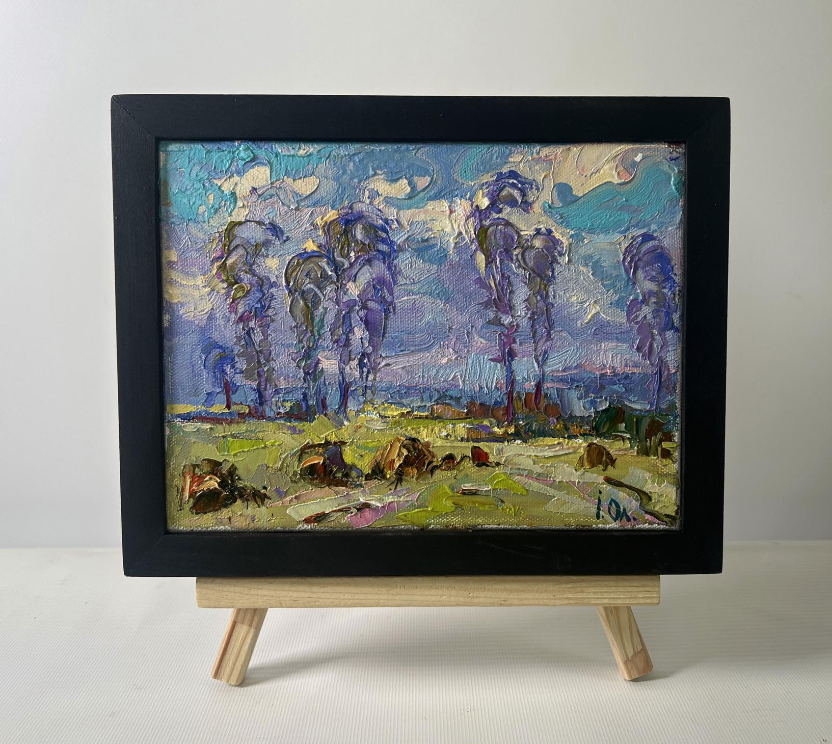 Oil painting Spring coolness hugging the earth by Oleksiy Ivanyuk in black frame