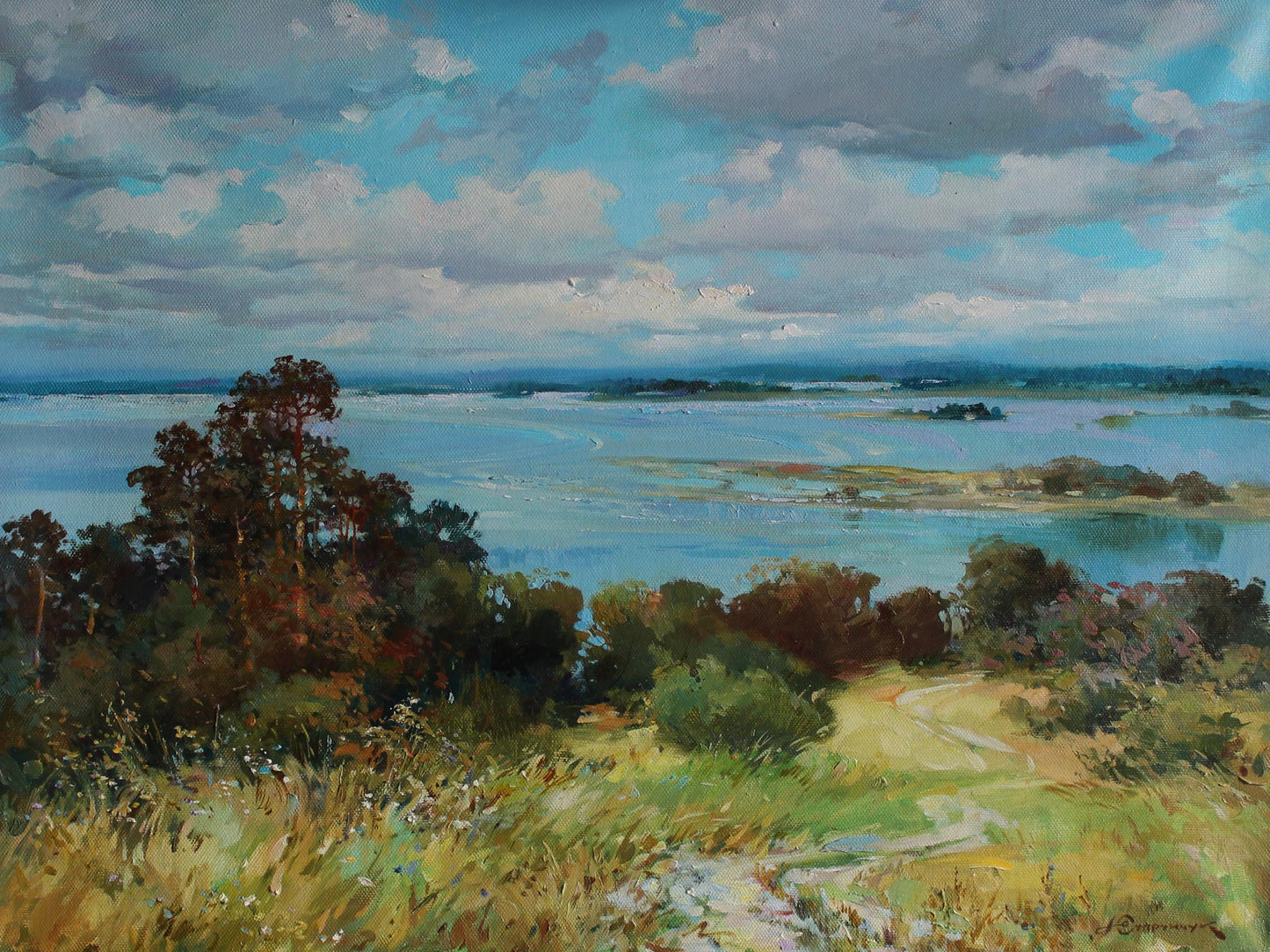 Serene lake oil painting June’s quiet walls by Yuriy Suprunchuk