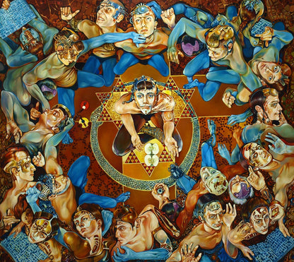 Vibrant surrealist oil painting Creation in Act II by Konsta G. Amelinn