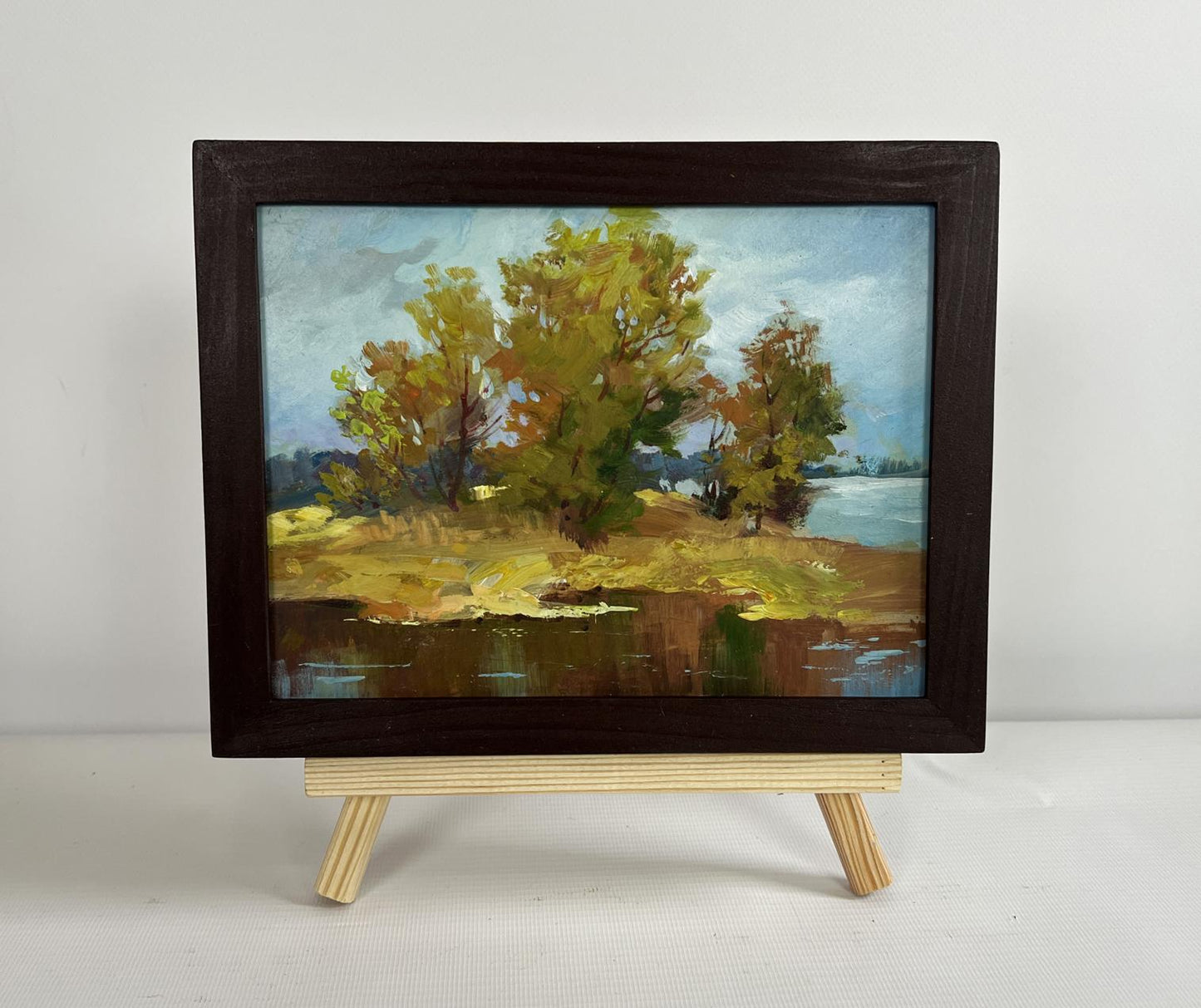 Oil painting Autumn melancholy by Yuriy Suprunchuk in dark wooden frame
