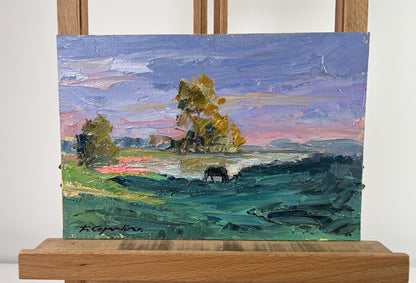 Oil painting A quiet night passes among the grasses by Boris Serdyuk