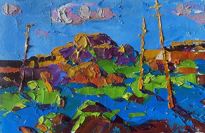 Vibrant Evening Ray oil painting by Oleksiy Ivanyuk impressionist landscape