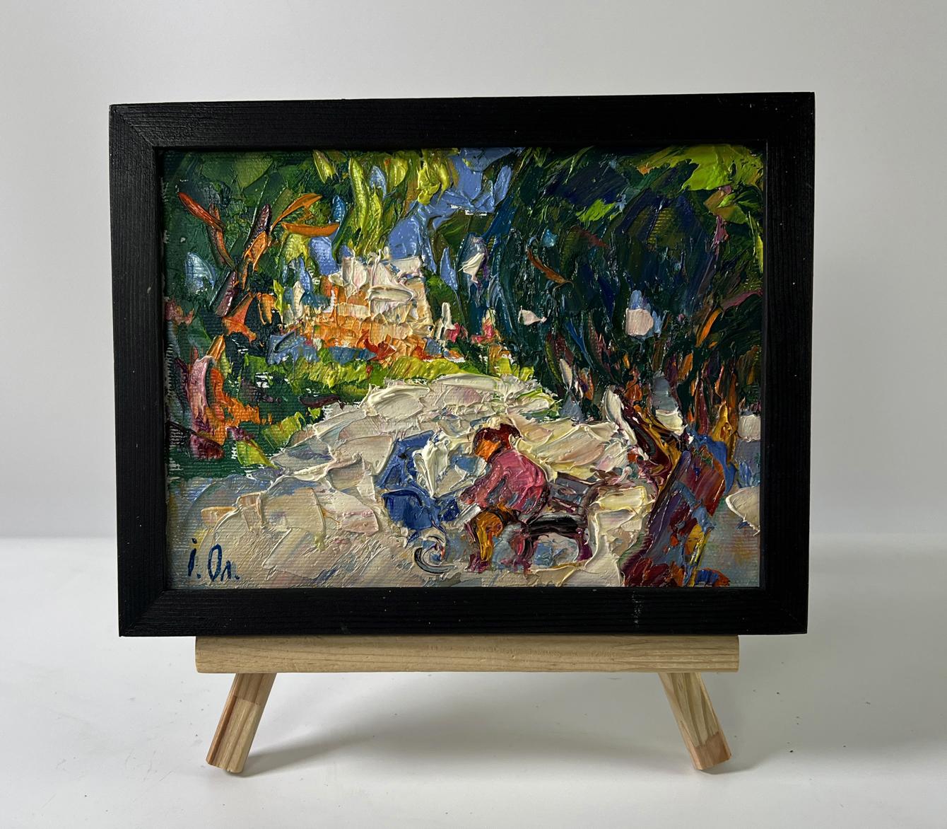 Oil painting In the summer park by Oleksiy Ivanyuk in black frame
