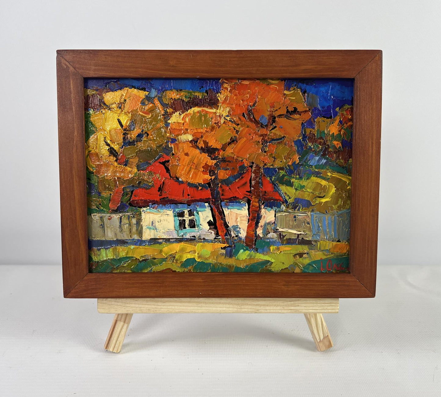 Oil painting Warmth of an Autumn Day by Oksana Ivanyuk in rustic frame