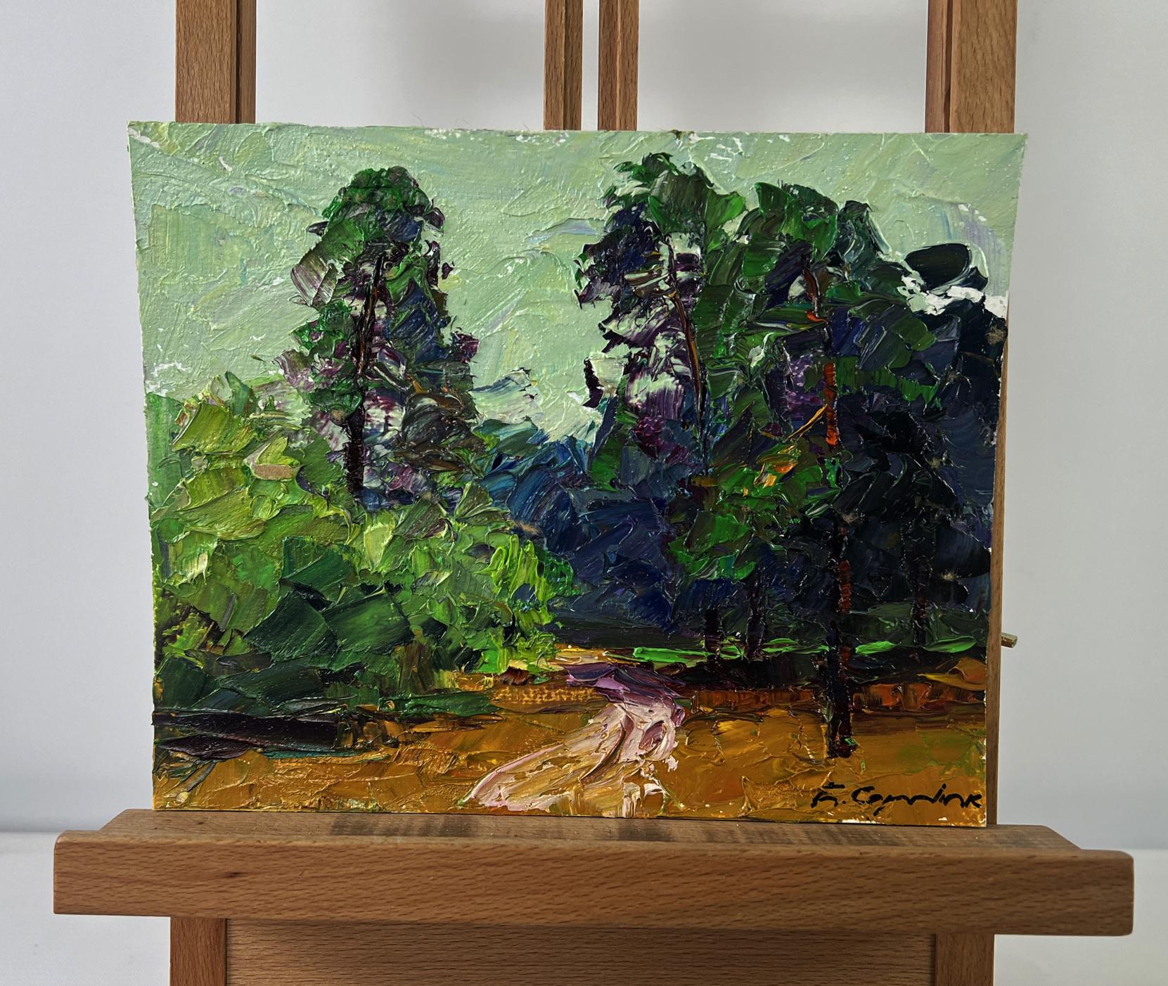 Oil painting The road to the green dense forest by Boris Serdyuk