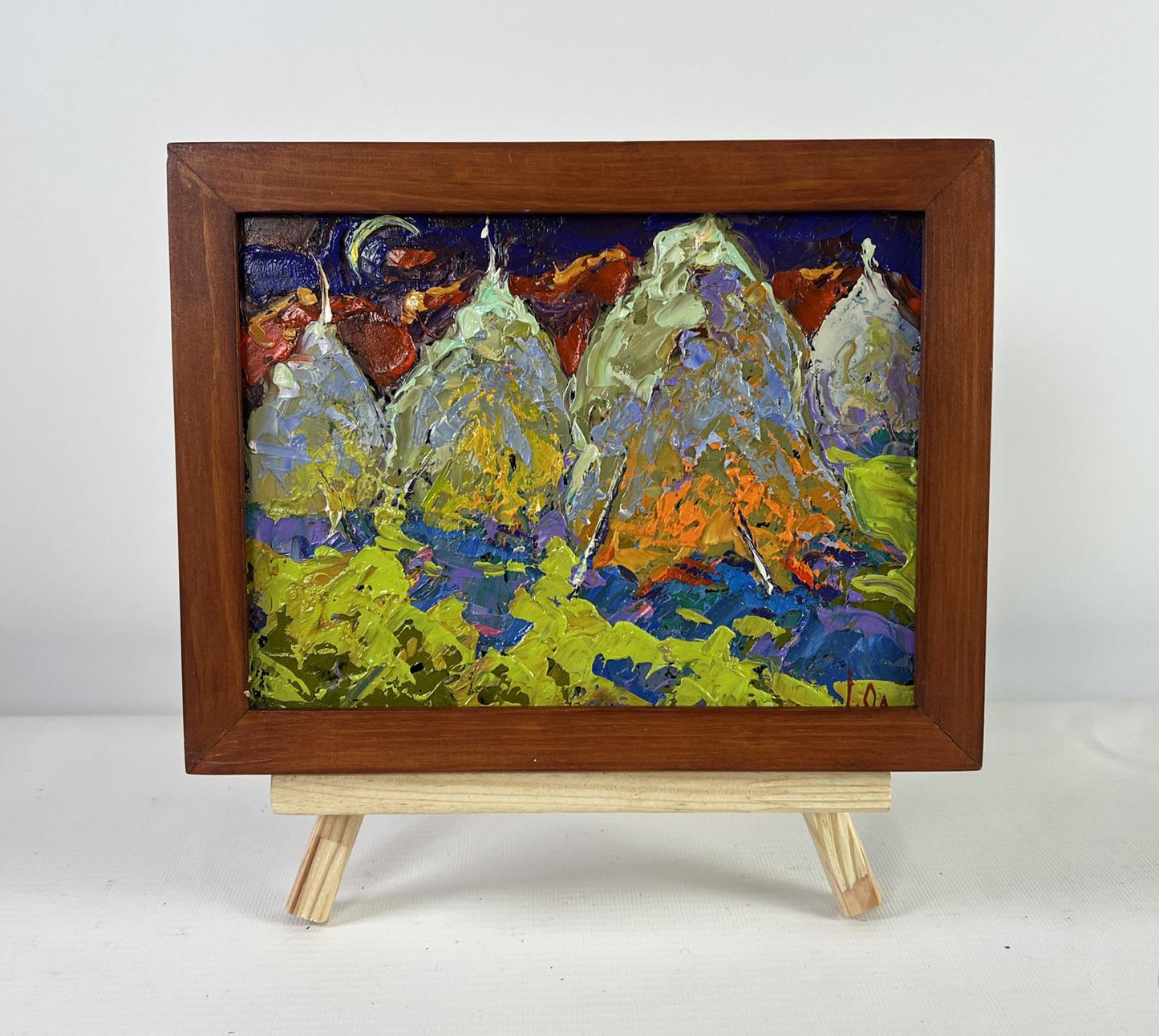 Oil painting Mysterious night under the moon by Oleksiy Ivanyuk in frame
