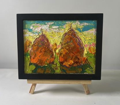 Oil painting Spring peace on the outskirts by Oleksiy Ivanyuk, framed pears