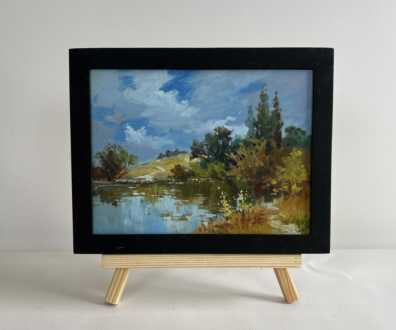 Oil painting A lost corner of nature by Yuriy Suprunchuk in black frame