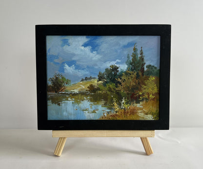 Oil painting A lost corner of nature by Yuriy Suprunchuk in black frame