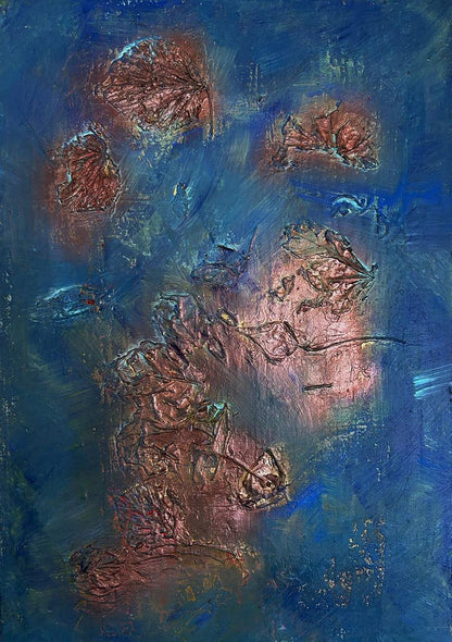 Abstract acrylic painting Leaves in water by Olga Melezhik