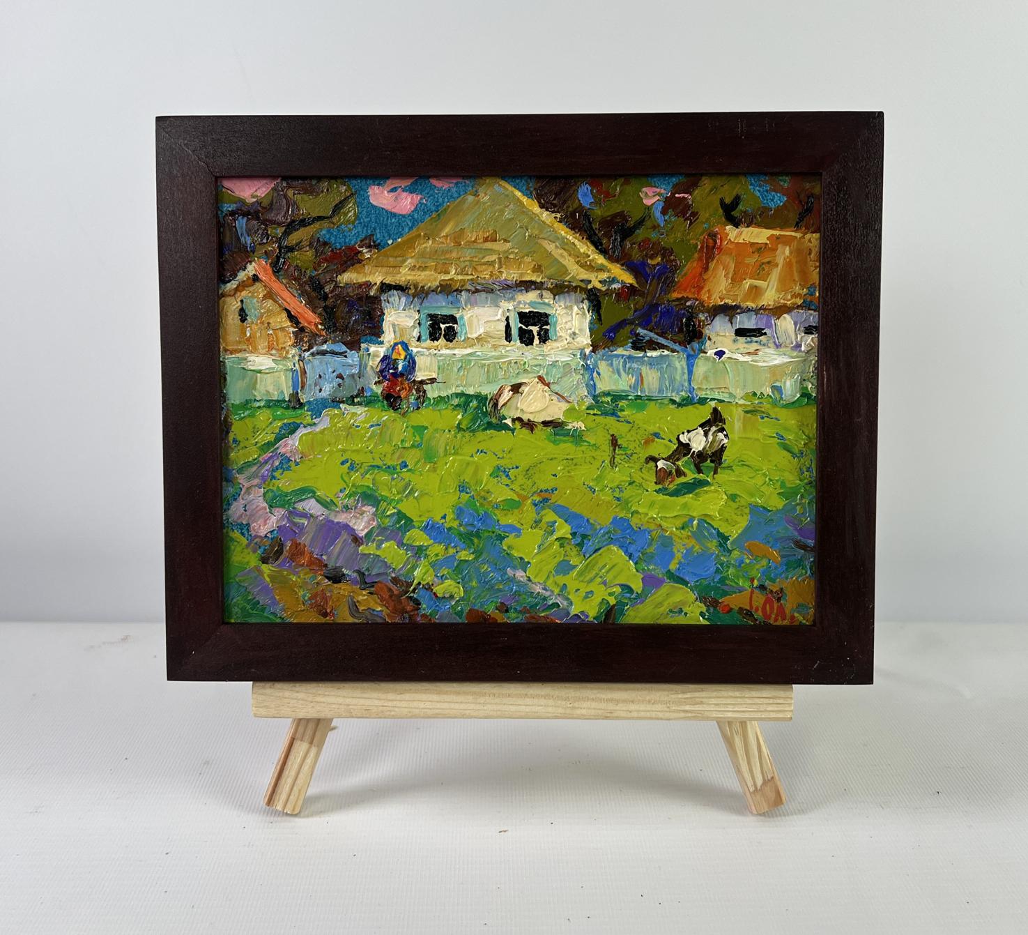 Oil painting Silence filled with warmth by Oleksiy Ivanyuk in dark frame