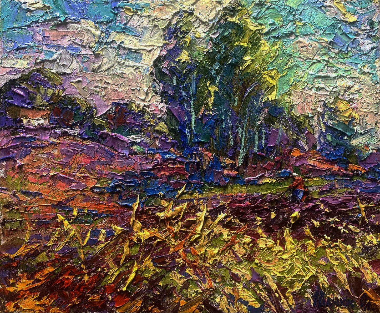Vibrant impressionist oil painting Spring gardens in morning light by Oleksiy Ivanyuk