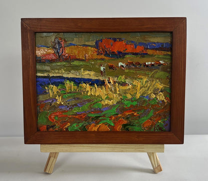 Oil painting In the autumn meadows by Oksana Ivanyuk in wooden frame